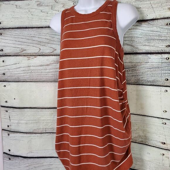 Maurices Maternity XL Rust Striped Sleeveless Ribbed Tank Top - Picture 2 of 6